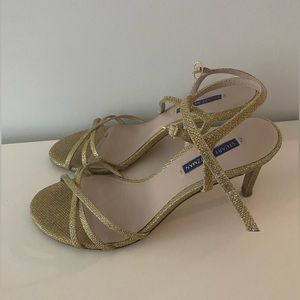 Stuart Weitzman Gold Glitter Heeled Sandal
